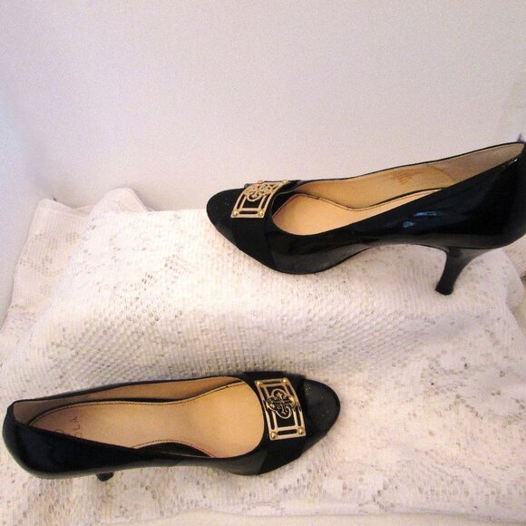 Isola black patent spike high heel toeless shoes - Picture 4 of 7